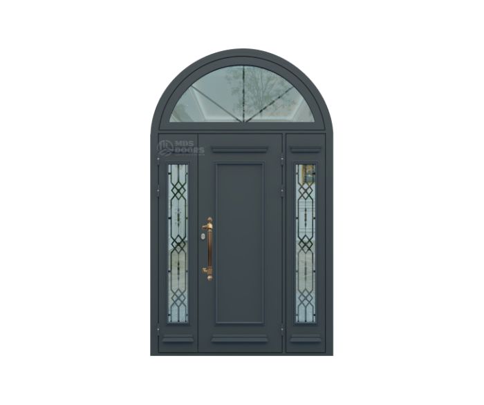 Арочные металлические двери «Бастион Хайтек» с боковыми и верхней фрамугами