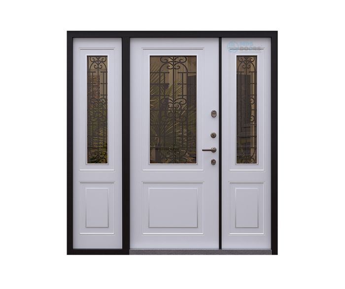 Входная дверь «Fusion Сложный»  с остеклением и фрамугами и терморазрывом