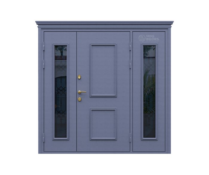 Двустворчатая входная дверь «Lion» с боковым остеклением и терморазрывом