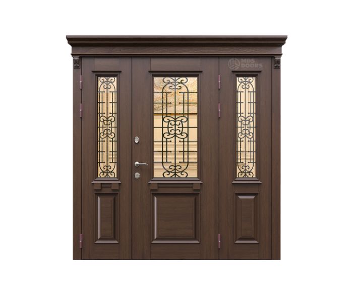 Входная дверь «Fusion Сложный»  с остеклением и фрамугами и терморазрывом