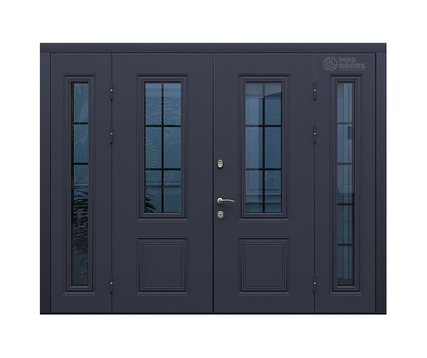 Двустворчатая входная дверь «Fusion» с боковыми фрамугами, утеплением и терморазрывом